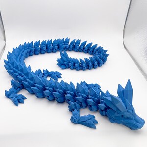 26" Articulated Dragon – 3D Printed Crystal Dragon Toy – Flexi Fidget Dragon Gift for Desk or Display