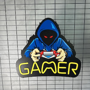 Custom Gamer LED Sign, Personalized Gaming Room Wall Decor with Wooden Backlit Logo, Unique Christmas or Cyber Monday Gift for Him