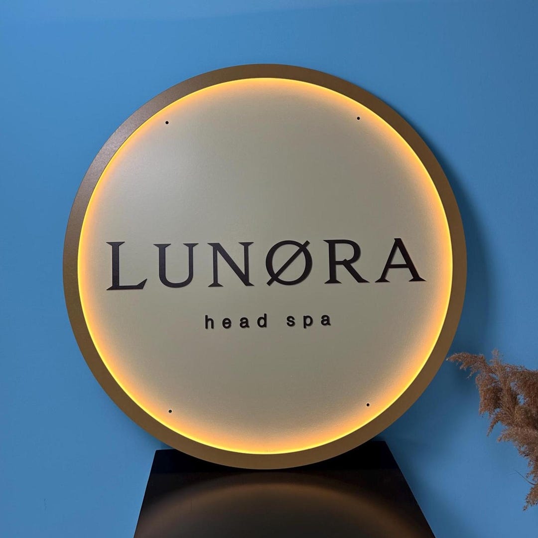 Round Wooden LED Sign - Custom LED Logo Sign for Business ...