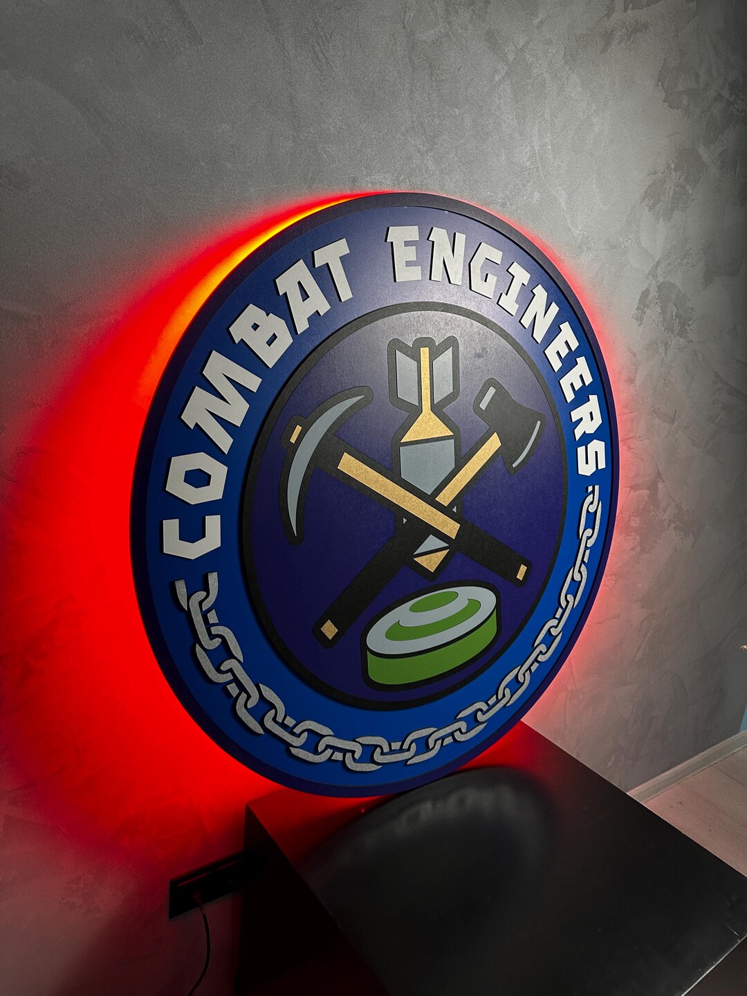 Custom Military Unit Crest Sign, LED Army Emblem Wall Art, Backlit ...