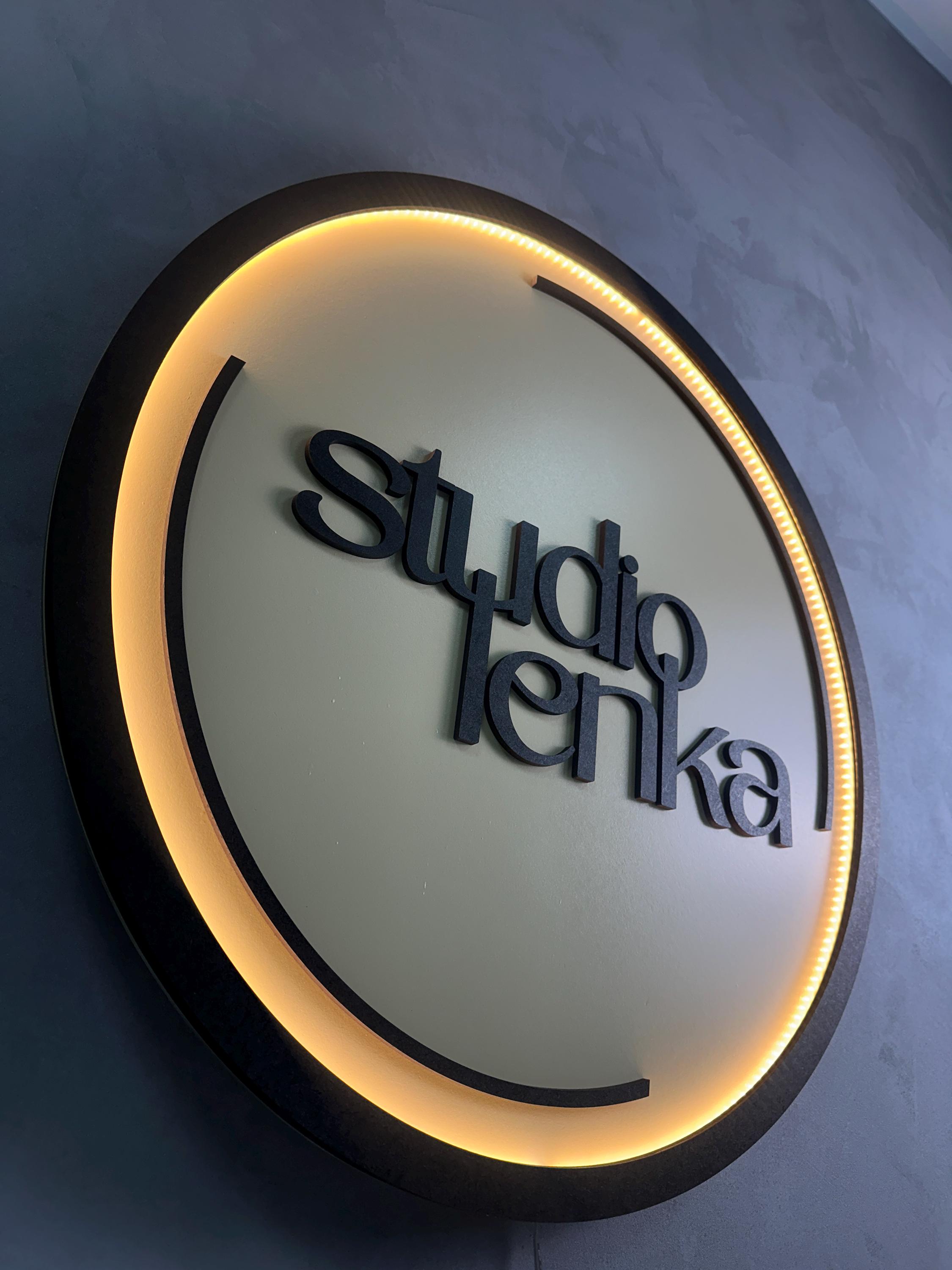 Led Sign Work Logo LED Logo Sign for Business Walls, Circular Backlit Name Logo for ...