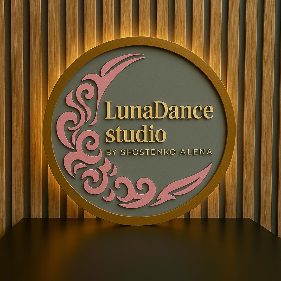 Wooden Logo Sign With LED Lights – Floral Business Logo – Custom Round ...