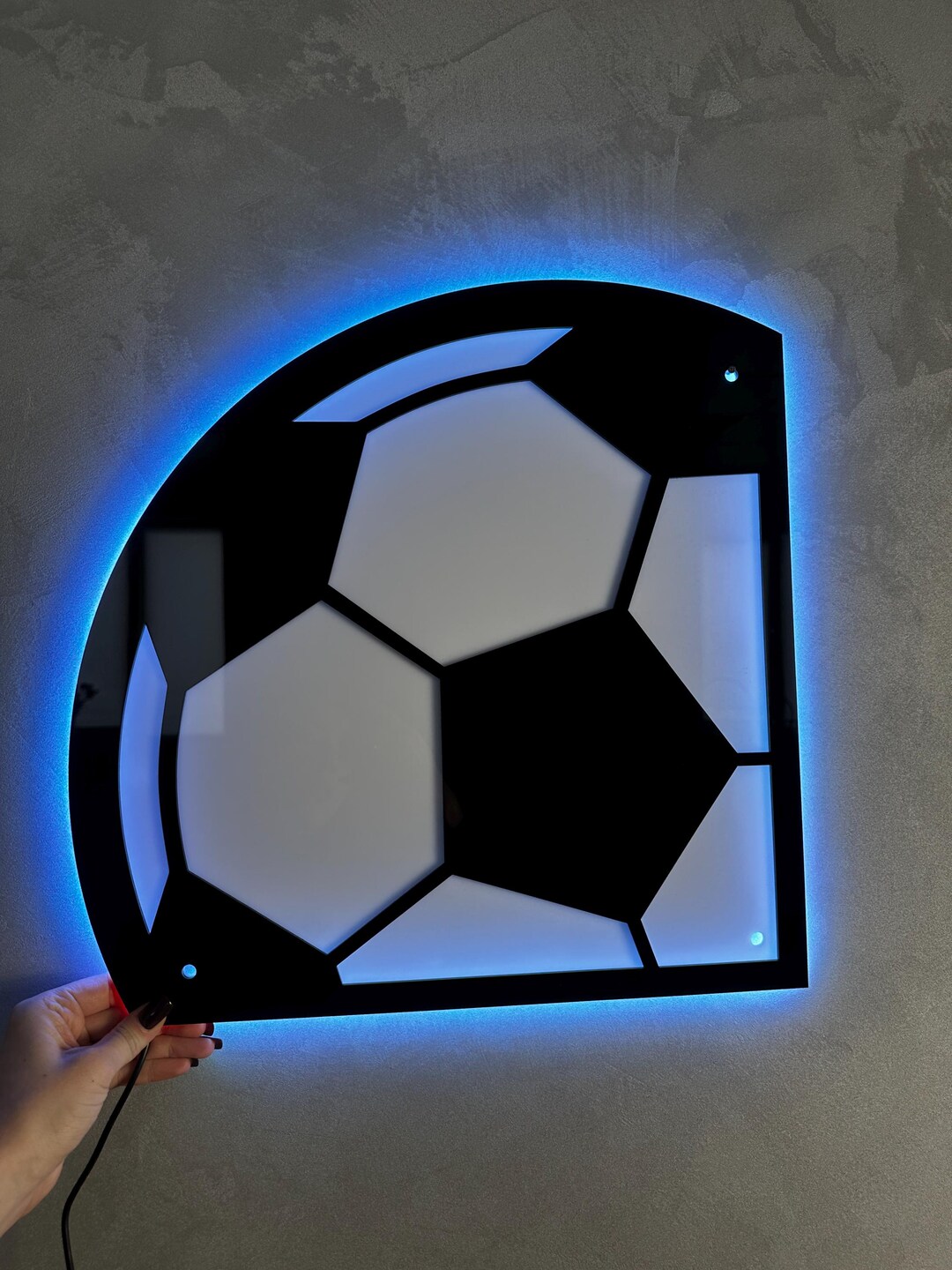 Soccer Ball LED Wall Light for Boys Room, Football Night Light Decor ...