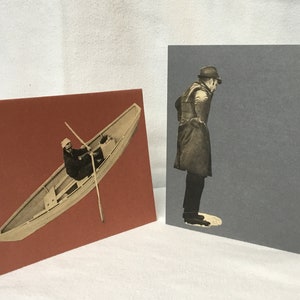 1960 Anuncio Collaged Tarjetas en blanco - conjunto de 2