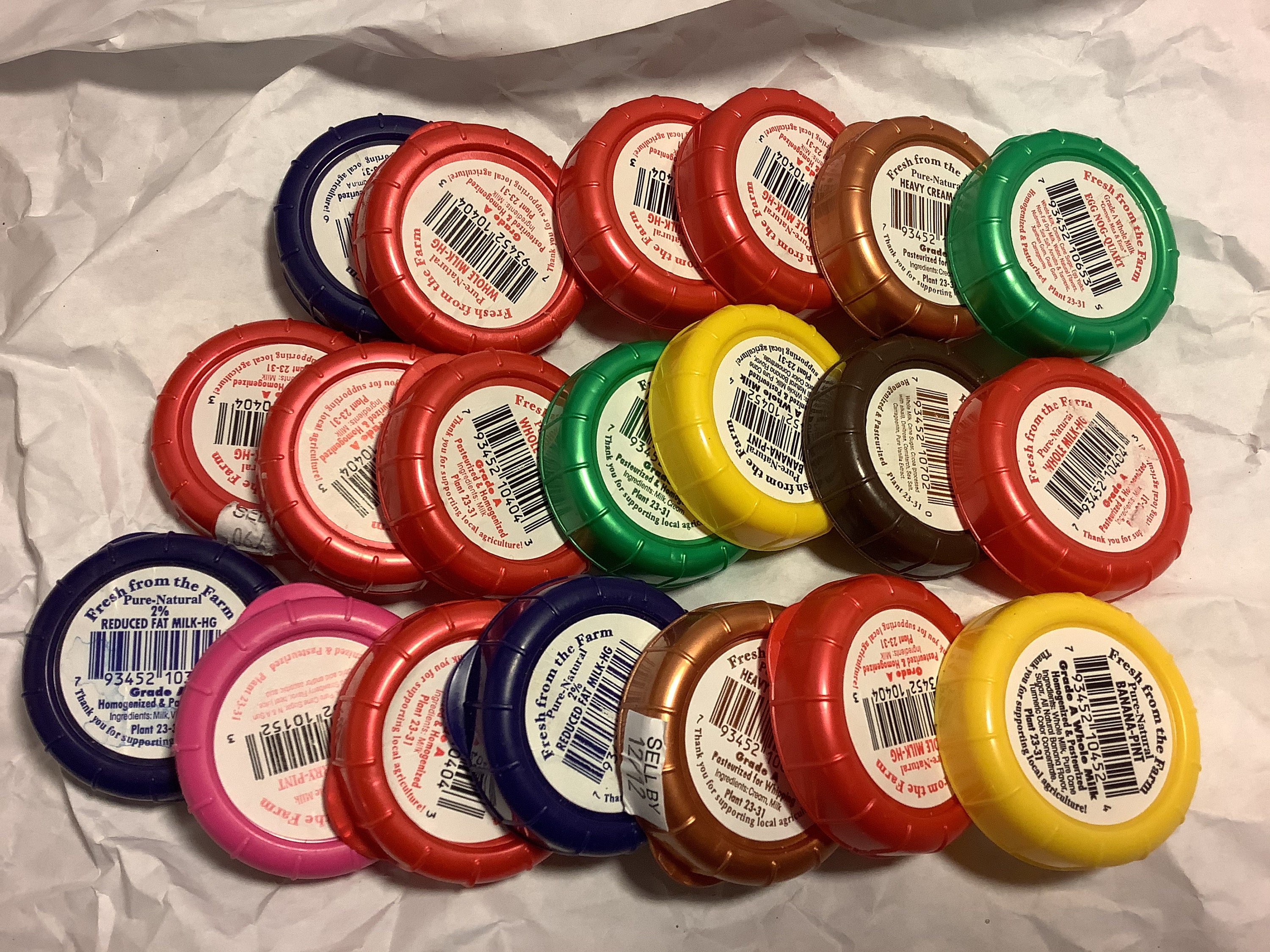 Milk Caps Assorted Colors Set of 20 Etsy