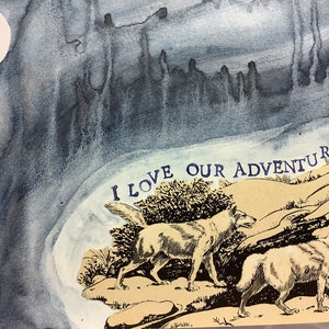 I Love Our Adventures - 5,5" x 8,5" - platte kaart met ambachtelijke papieren envelop