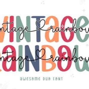 Cupcake Handmade Duo Font, Vintage Rainbow Font