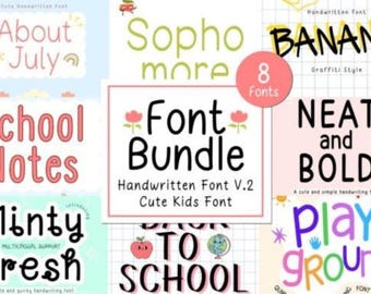Mega Bundle de fuentes Goodnotes: fuente GoodNotes, fuente Procreate, fuente cursiva, fuente Cricut, fuente de uso comercial, fuentes para docentes