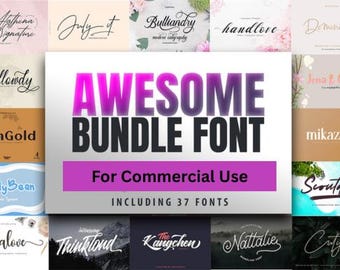 Schriften-Bundle - Niedliche Schriften, Cricut-Schriften-Bundle, Skript-Schriften, Schriften für Cricut, Procreate-Schriften, Retro-Schriften, handgeschriebene Schriften, Schriften-Bundle