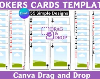 Poker Card Canva bearbeitbare Vorlage, Kartensublimationsdesign, bearbeitbare Sammelkarte, leere Spielkarte, Spielkartenvorlage, ziehen und ablegen