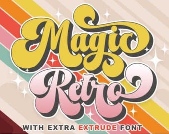 RETRO MAGIC FONT svg, magisches Alphabet, magische Buchstaben und Zahlen svg für Cricut, Silhouette, Retro magische Zeichen - Sofortdownload