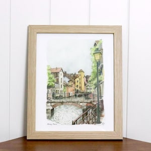 Annecy France, Watercolour Painting, Fine Art Print, High Detailed Watercolour, Le Thiou, Old Town Annecy, Europe In Watercolour