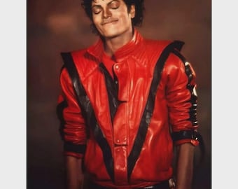Michael Jackson Thriller Style Leather Jacket, Choose Lambskin or Cowhide Leather,MJ Replica Costume,Halloween Cosplay Jacket(Tax&Duty Paid)