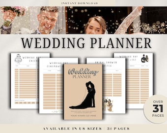 Wedding Planner Printable | Bridal Planning Binder PDF | Checklist, Budget, Guest List, Timeline | Digital Wedding Organizer
