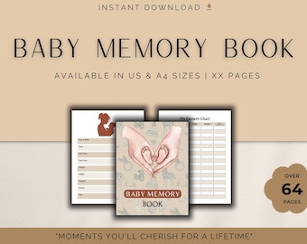 Livre de souvenirs numériques pour bébé | Journal imprimable pour bébé | Livre d'étape pour bébé | Souvenir nouveau-né | Album de coupures pour bébés sans distinction de sexe