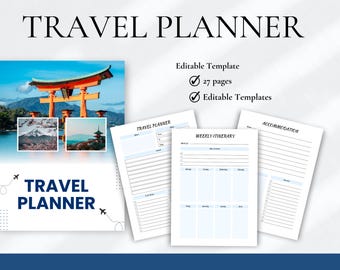 印刷可能な旅行プランナー | 旅行オーガナイザー | 休暇の旅程テンプレート | 荷造りチェックリスト | 旅行予算トラッカー | デジタル旅行ジャーナル
