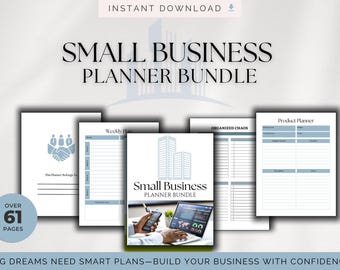 Small Business Planner | Printable Business Organizer | Goal Tracker | Finance Planner PDF | Marketing & Sales Tracker Sheets