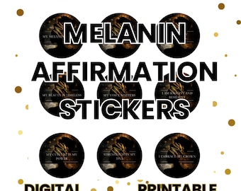 Black Girl Magic Stickers: Melanin Affirmations for Journals (Digital Download, PDF/PNG Files)