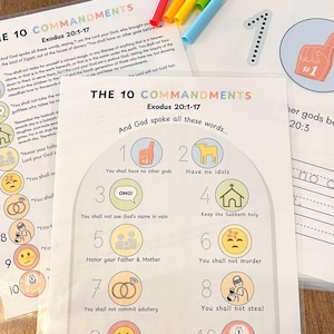 Ten Commandments Printable Activity, Christian Homeschool, Preschool, Bible, Activity for Kids