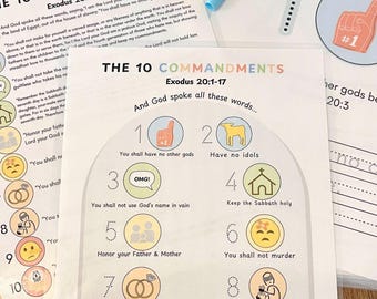 Ten Commandments Printable Activity, Christian Homeschool, Preschool, Bible, Activity for Kids