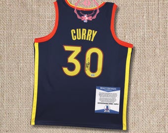 Curry #30 Signierter Blauer Jersey | Beckett COA