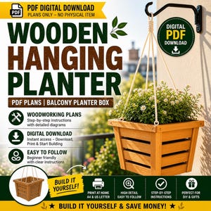 Wooden Hanging Planter PDF | Balcony Planter Box (Woodworking Plans, Digital Download)