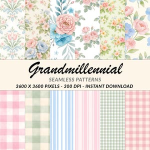 Digitalt papper med blommig tapet | Sömlösa mönster i JPG-format | Direkt nedladdning