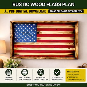 Rustic Wood Flags Plan PDF | Wooden American Flag Wall Art (WoodWorking Plans, Digital Download)