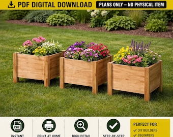Raised Planter Box Plan PDF | DIY Wooden Flower Box (Woodworking Plans, Digital Download)