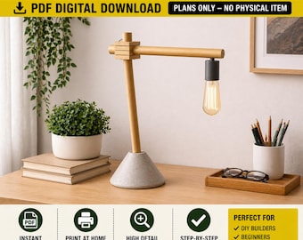 北欧風木製デスクランプ｜調節可能なアーム、DIYキット - Etsy 日本