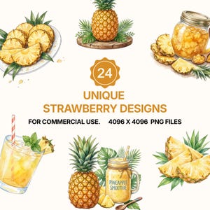 Tropische Ananas Clipart PNG Bundle, Sommer Obst digitaler Download, Luau Party druckbare, Tumbler Wrap Design