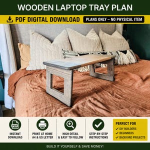 Wooden Laptop Tray PDF | Wood Lap Desk (Woodworking Plans, Digital Download)