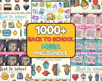 新学期PNG SVGバンドル、幼稚園の先生のクリップアート、初日の教室のデジタルダウンロード、商用利用可能