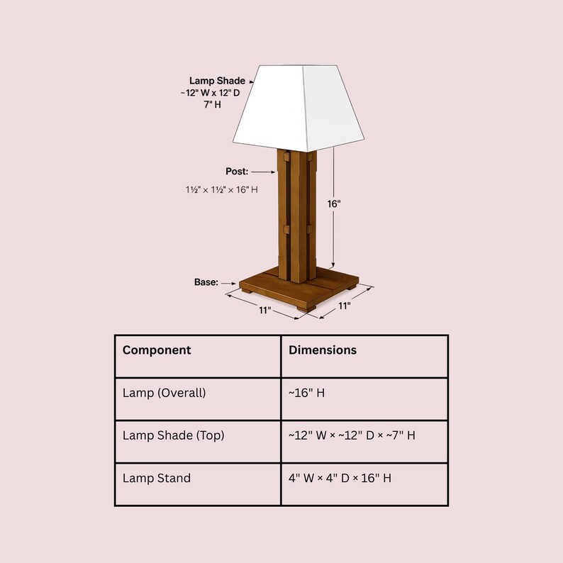 Handmade Wood Table Lamp | Modern Desk Lamp (woodworking Plans PDF ...