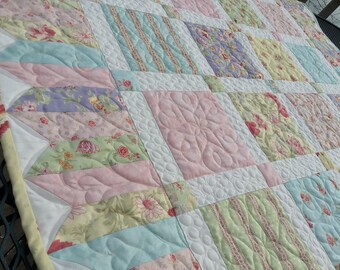 Softly Floral 44x59 sweet little girl quilt with cuddle backing