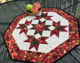 Sunkissed Apples 27 inch quilted table centerpiece in fall colors