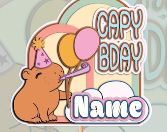 Shaker 3d Cake Topper Capybara Capy Bday Template SVG