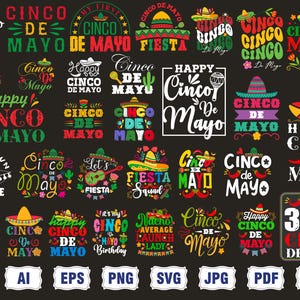 Cinco De Mayo svg png Bundle, Let's Fiesta Png svg, Tequila México Png, Tacos Png, Chapéu Nachos, Festa Mexicana, Boho Floral Cinco De Mayo
