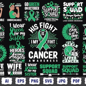 leverkanker bewustzijn svg png bundel, leverkanker svg, Survivor SVG, groen lint SVG, leverkanker, ik draag groen voor mijn oom en vader Svg