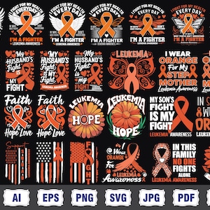Leukemia Awareness Svg Png Bundle, Orange Ribbon Svg, Leukemia Cancer svg, Family Support Svg, Leukemia Ribbon Svg, Leukemia Support svg png