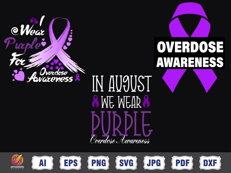 Overdose Ribbions Overdose Awareness Svg Png Bundle, Overdose Purple Ribbon, Drug ...