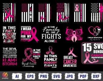 Breast Cancer Png svg Bundle, Breast Cancer Png, Pink Ribbon Png, Fight Breast Cancer Warrior, Pink Out, October Wear Pink, Cancer Awareness