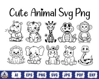 Safari Animals Svg Bundle Małe zwierzęta Svg Zwierzęta z zoo Svg Zwierzęta Svg Małe zwierzęta safari Svg Słodkie zwierzę Svg Png Natychmiastowe pobieranie