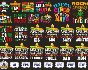 Cinco De Mayo svg png Bundle, Let's Fiesta Png svg, Mexico Tequila Png, Tacos Png, Nachos Hat, Mexican Party, Boho Floral Cinco De Mayo