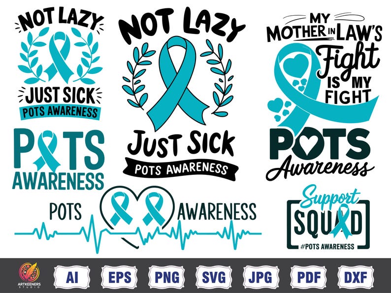 POTS Awareness Svg Png Bundle, in October We Wear Turquoise Svg Png ...