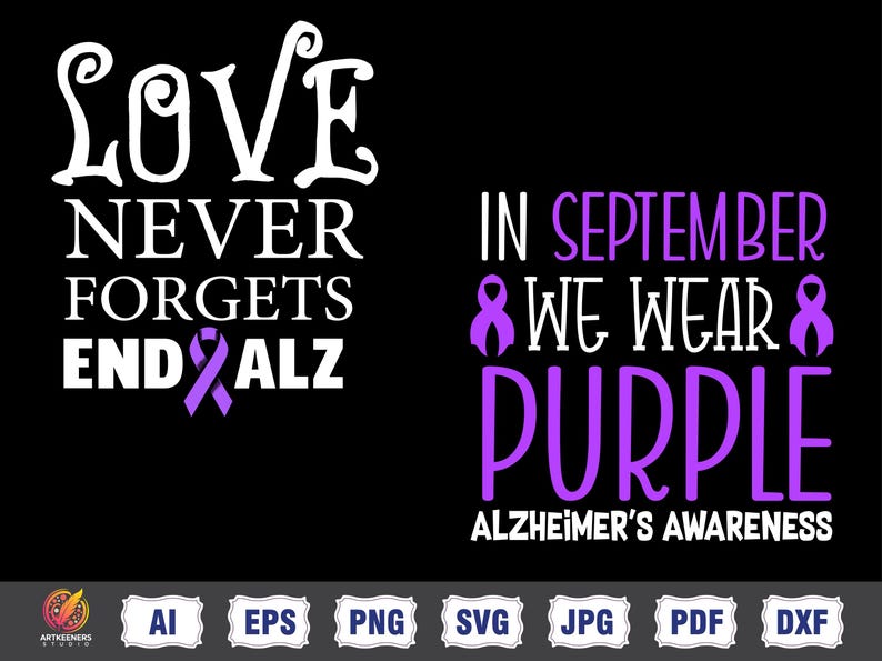 Alzheimer's Awareness Svg Png Bundle, Purple Ribbon Svg, Dementia ...