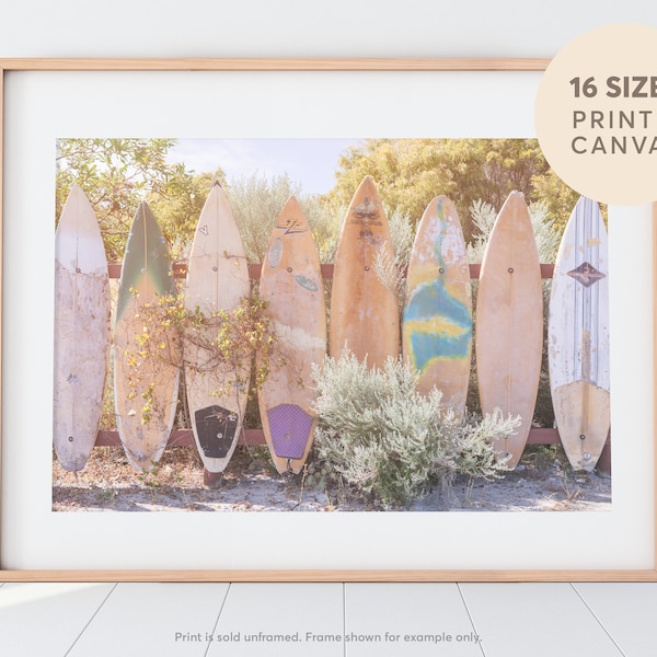 Surfboard Wall Art Photography Print, Beach Photography Wall Art Decor, Beach House Coastal Decor, Summer Travel Photography Beach Canvas