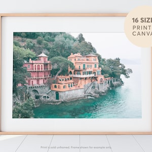 Portofino Italy House, Italy Photography, Pastel Colored House, Italy Coastal Wall Decor, Ocean Wall Decor, Vintage Italy House