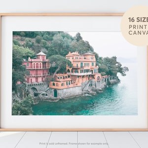 Portofino Italy House, Włochy Fotografia, Pastel Colored House, Włochy Coastal Wall Decor, Ocean Wall Decor, Vintage Italy House