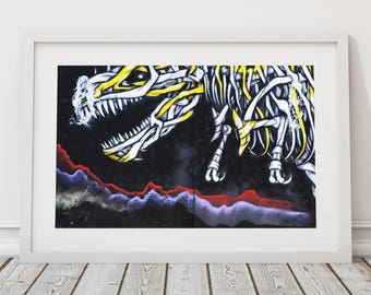 T-Rex Street Art, Printable Wall Art, South American Art, Graffiti Wall Art, Urban Landscape Photography, Street Art, Contemporary Wall Art